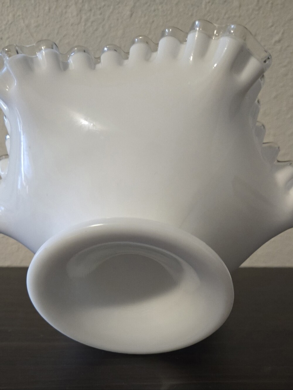 White Fenton-Style Ruffled Milk Glass Compote - Picture 3 of 3